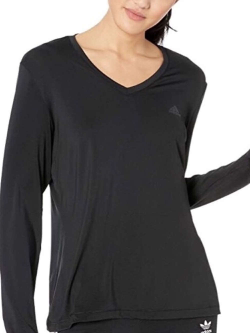 Adidas Black Climalite V Neck Athletic Long Sleeve